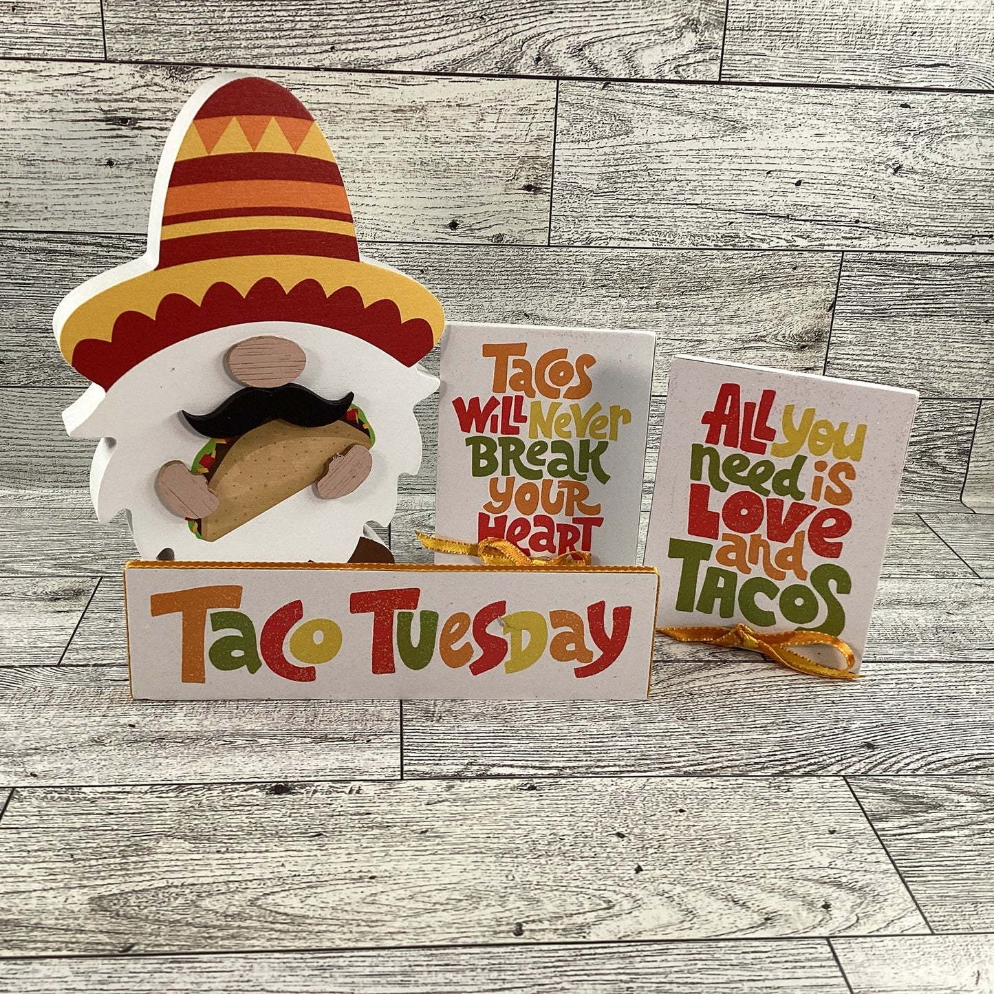 AGD Cinco De Mayo Decor - Tacos Are Calling Chunky Gnome Tier Tray 2pc