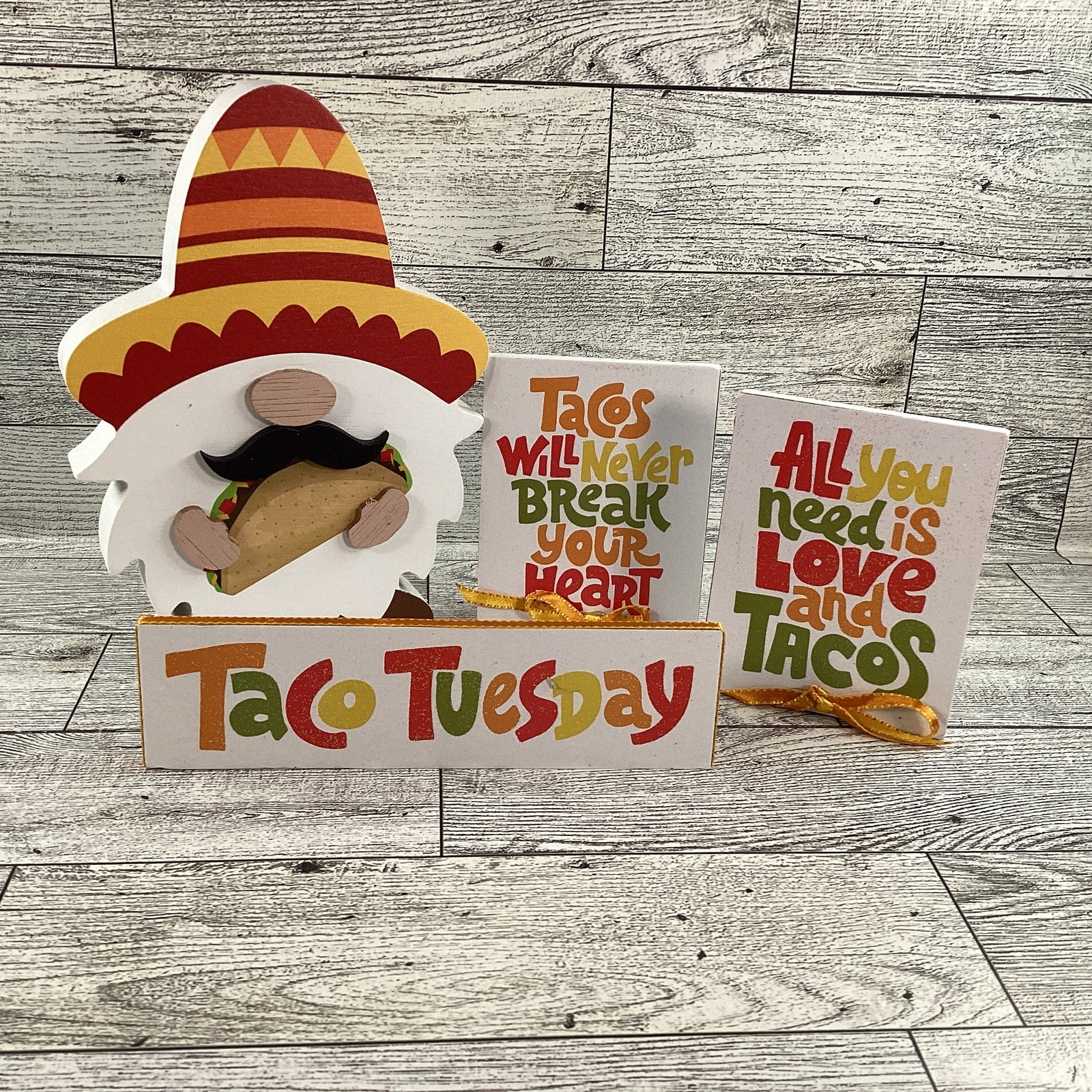 AGD Cinco De Mayo Decor - Tacos Are Calling Chunky Gnome Tier Tray 2pc