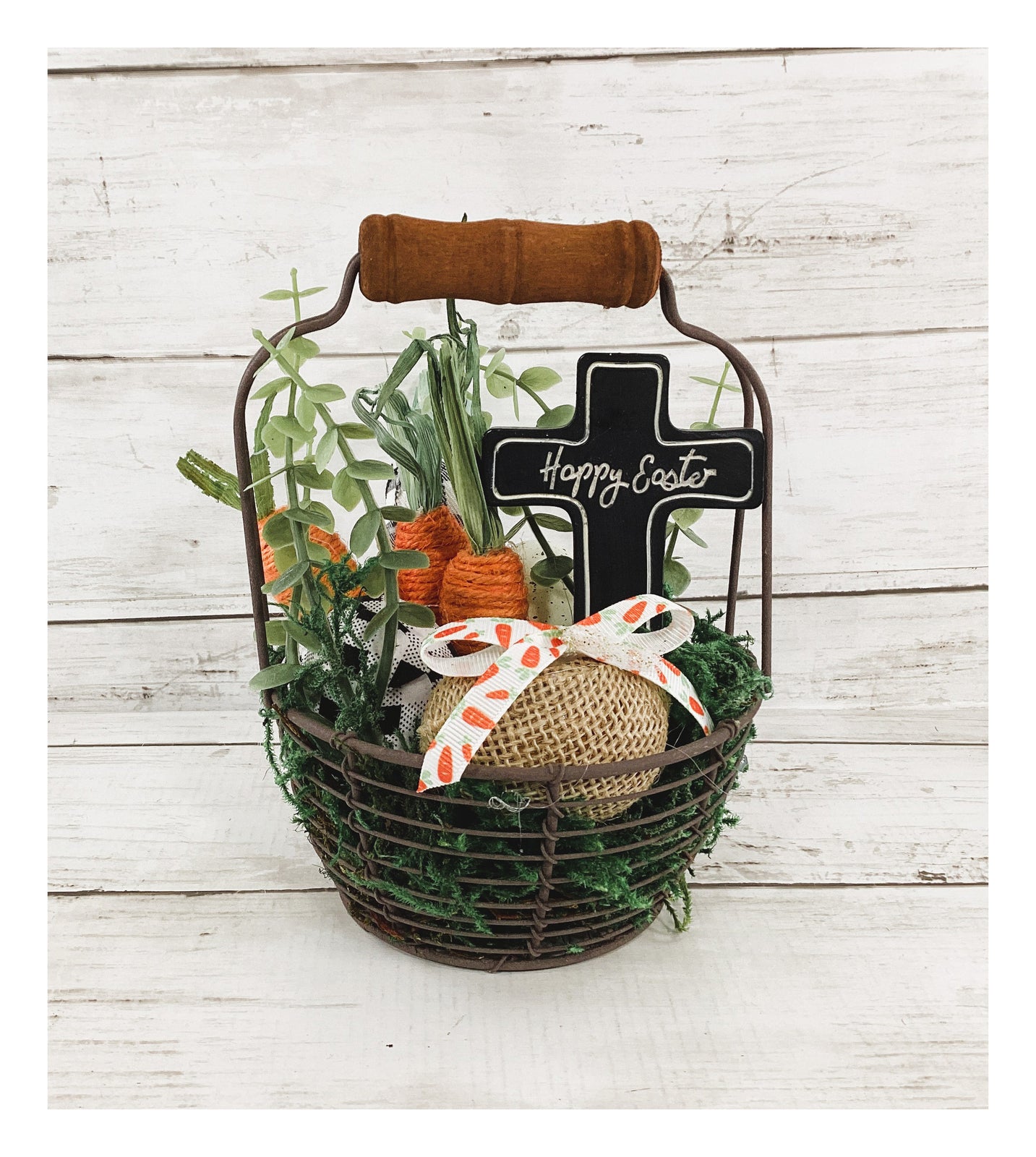 AGD Easter Decor - Egg Carrot Cross Filled Wire Basket