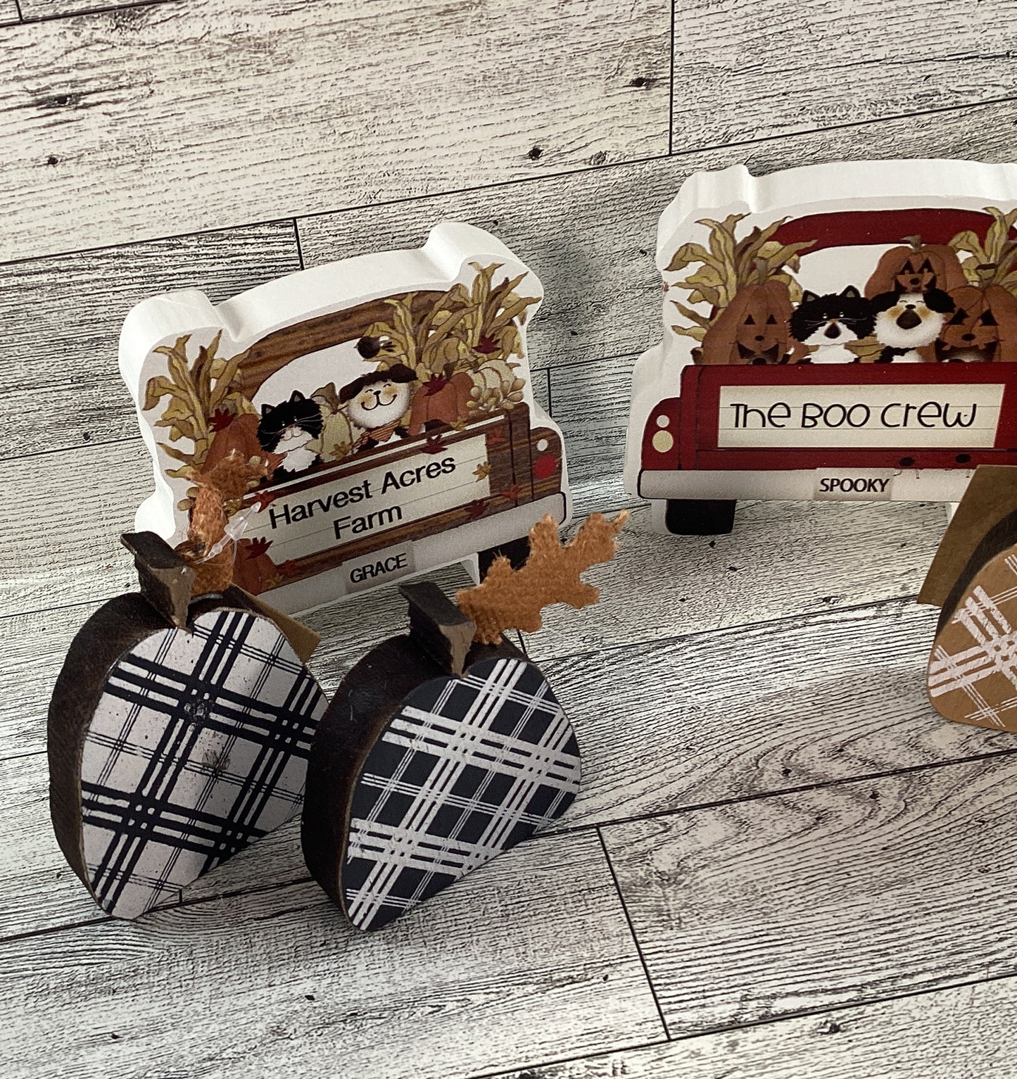 AGD Fall Decor - Harvest Halloween Truck Pumpkins Tier Tray 6pc Set