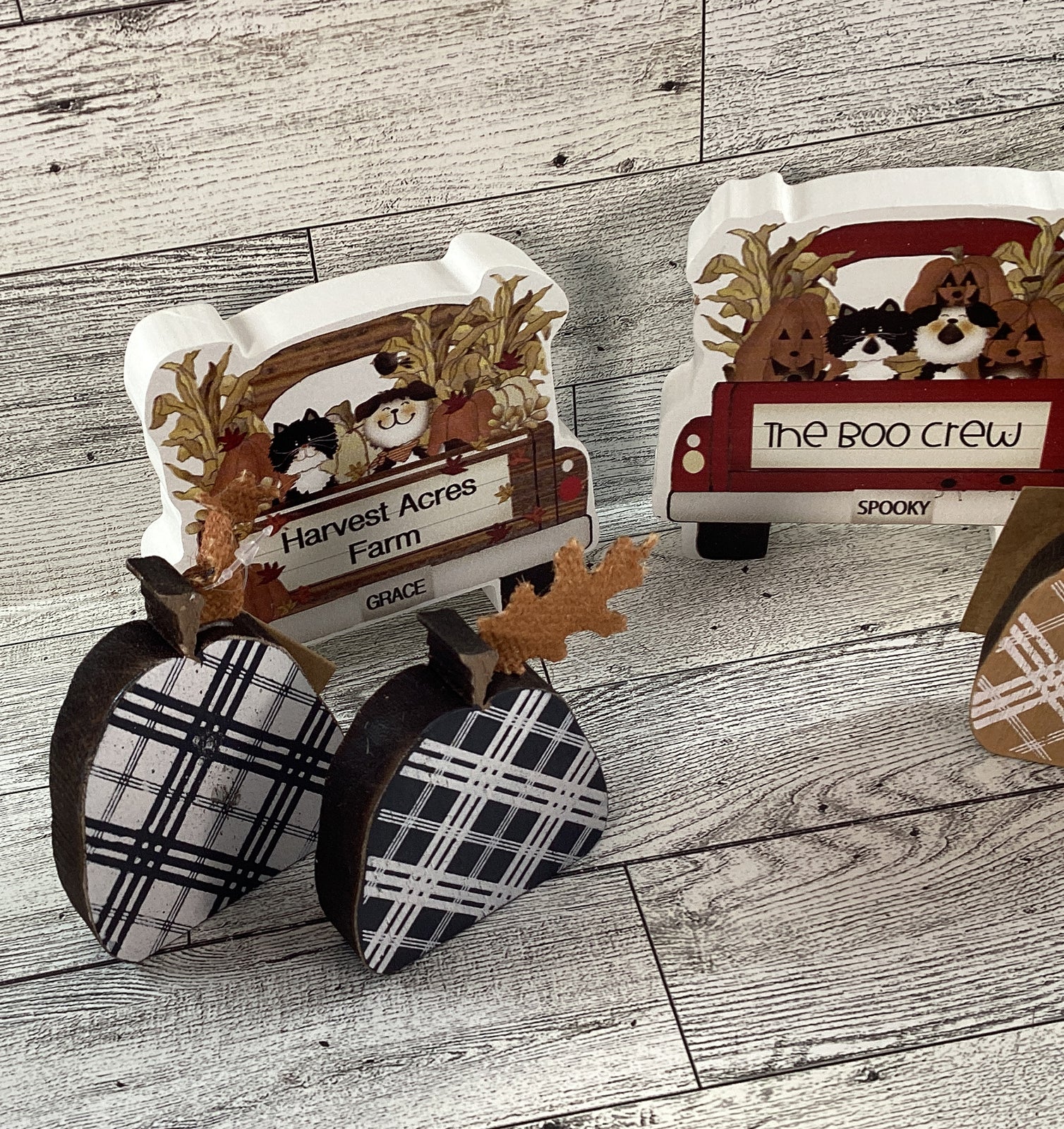 AGD Fall Decor - Harvest Halloween Truck Pumpkins Tier Tray 6pc Set