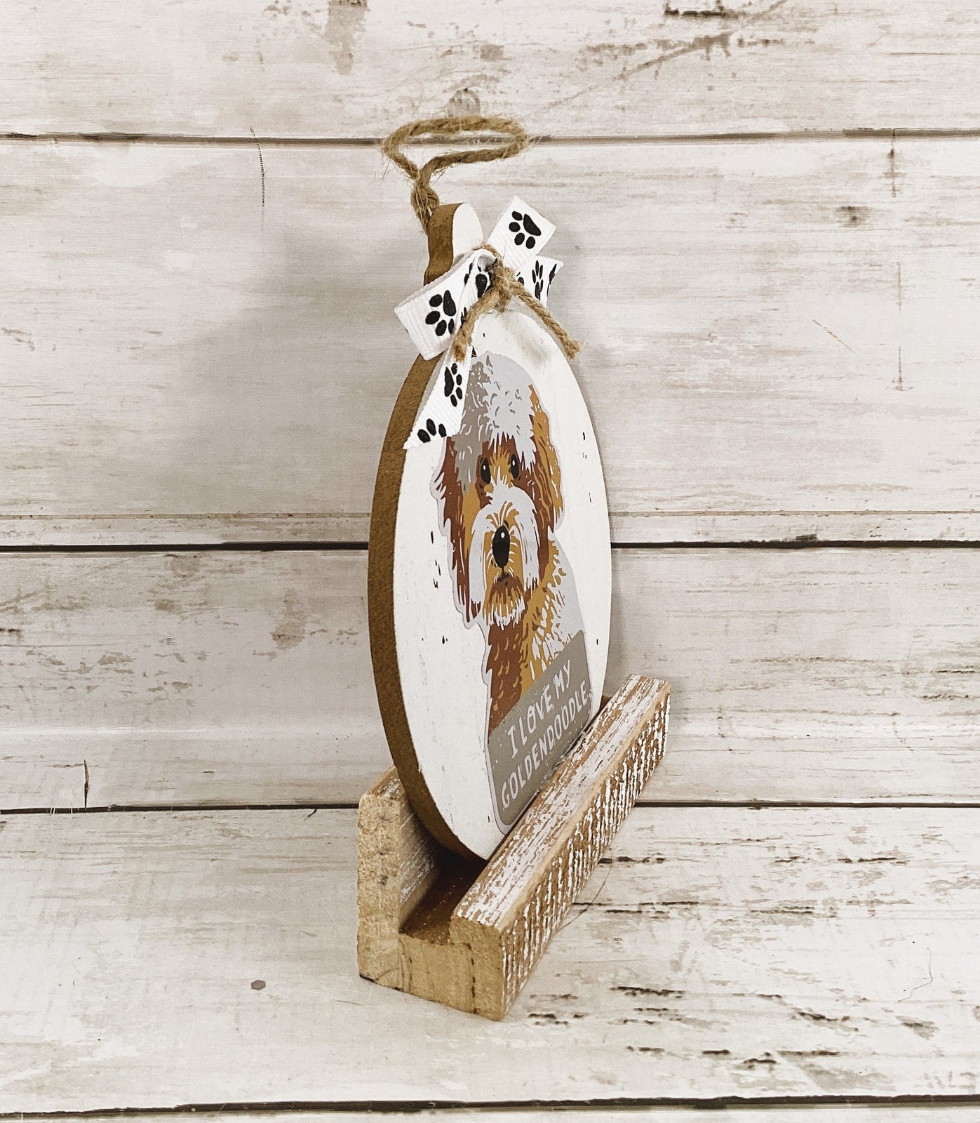 AGD Christmas Decor - I Love My Golden-doodle Dog Tier Tray Sign