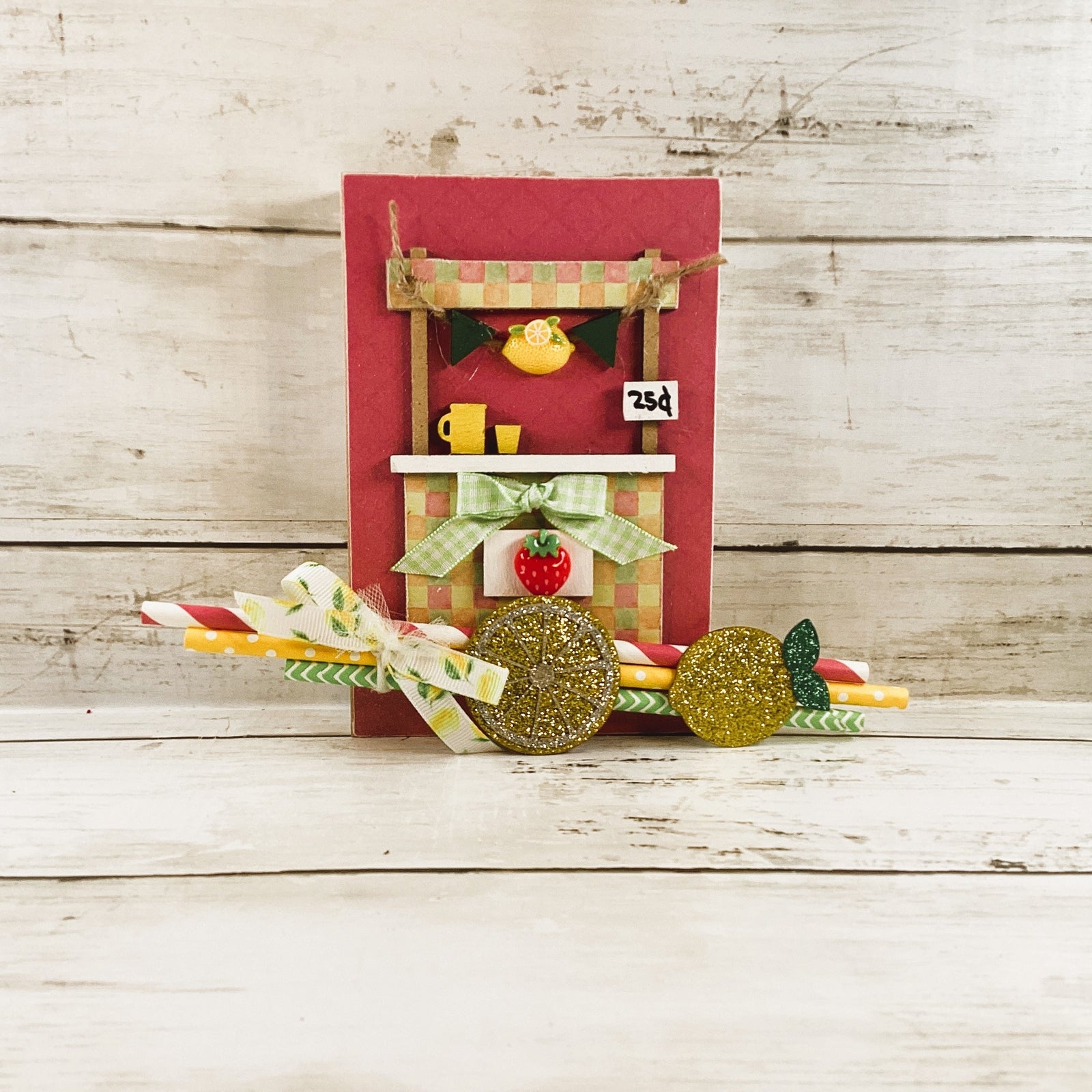 Summer Decor - Chunky Pink Lemonade Booth Stand Tier Tray 4pc Set