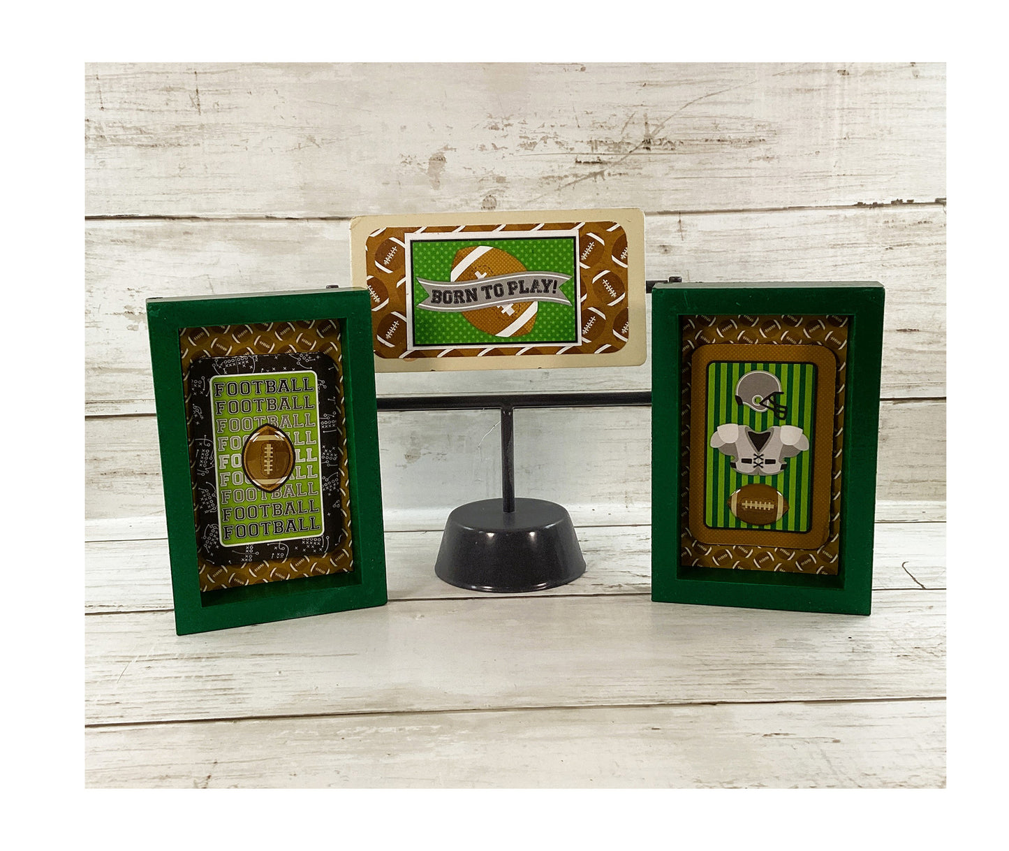 AGD Fall Decor -  Football Helmet Reversible End Zone Sign Tier Tray 3pc Set