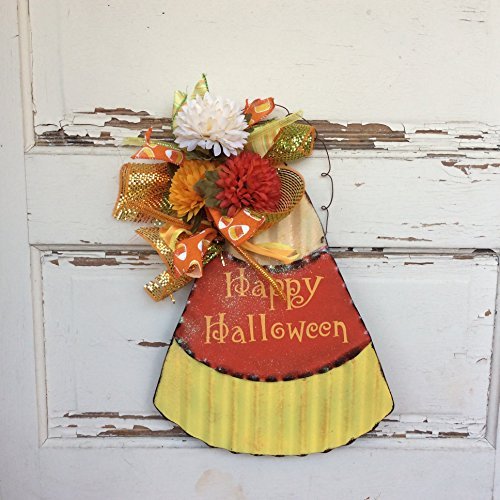 AGD Halloween Decor - Corrugated Tin Metal Candy Corn Door Sign