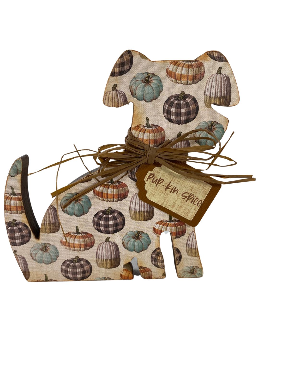 AGD  Fall Decor -Pup-kin Spice Claw Latte Wood Cat Dog 2pc Set