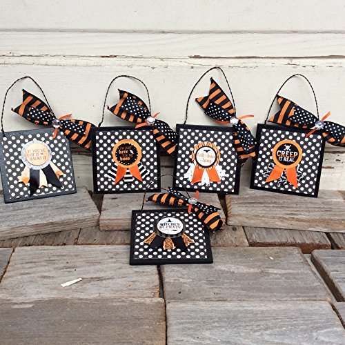 AGD Halloween Decor - Polka Dot Ribbon Ornaments 5pc Set
