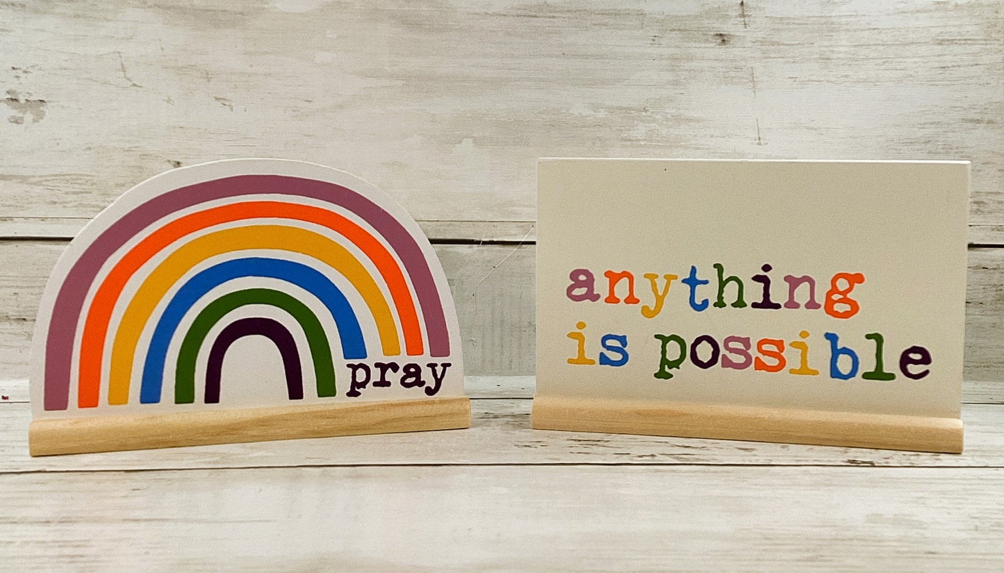 AGD Summer Decor - Inspiration Faith Pray Anything Possible Rainbow 2pc