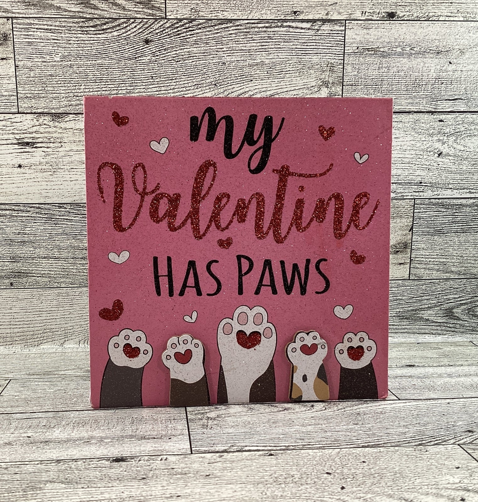 AGD Valentines Decor - Valentines Has Paws Dog Puppy Tabletop Decor