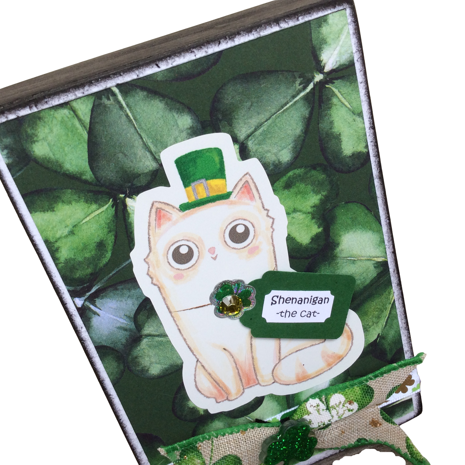 AGD St Patrick's Decor - Shenanigans the Cat Box Collage Sign