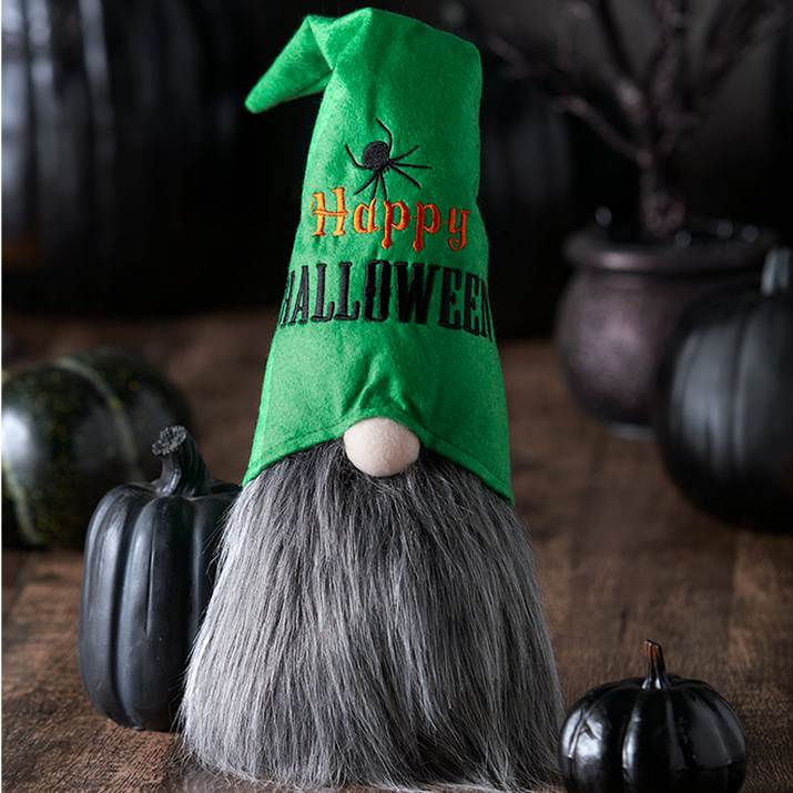 LC Halloween Decor - Happy Halloween Green Spider Plush Large Gnome
