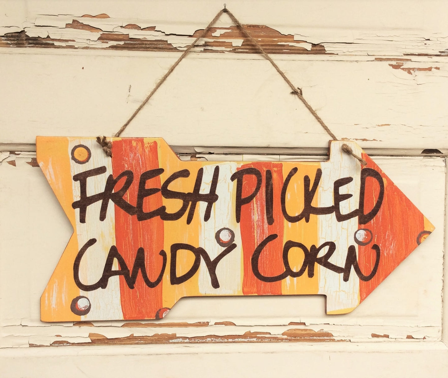AG Designs Halloween Decor - Arrow Plaque Fresh Picked Candy Corn #82423