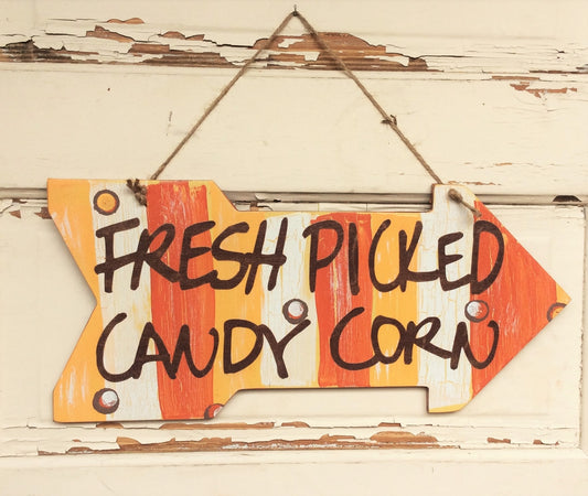 AG Designs Halloween Decor - Arrow Plaque Fresh Picked Candy Corn #82423