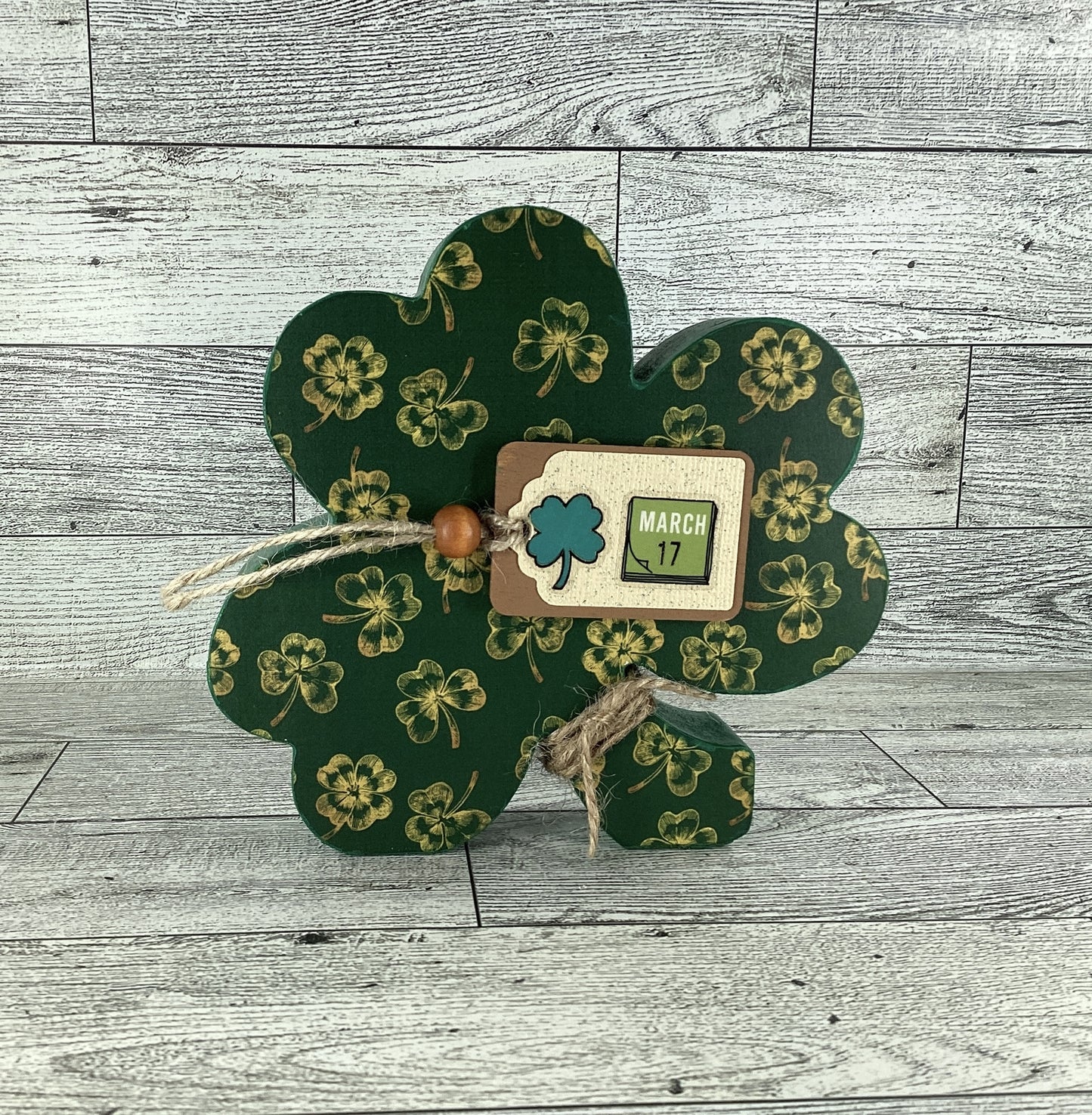 AGD Saint Patrick Decor - Chunky Wood Shamrock Sitter 3pc Set