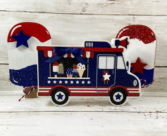 AGD Patriotic Decor - Popsicle Ice Cream Truck Sweet Freedom 4pc