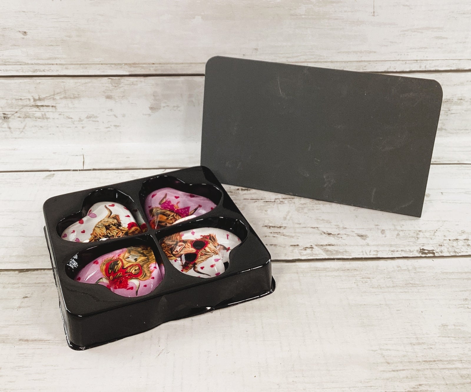 HL Valentines Decor - Highland Cow Magnets & Metal Desk Table Stand