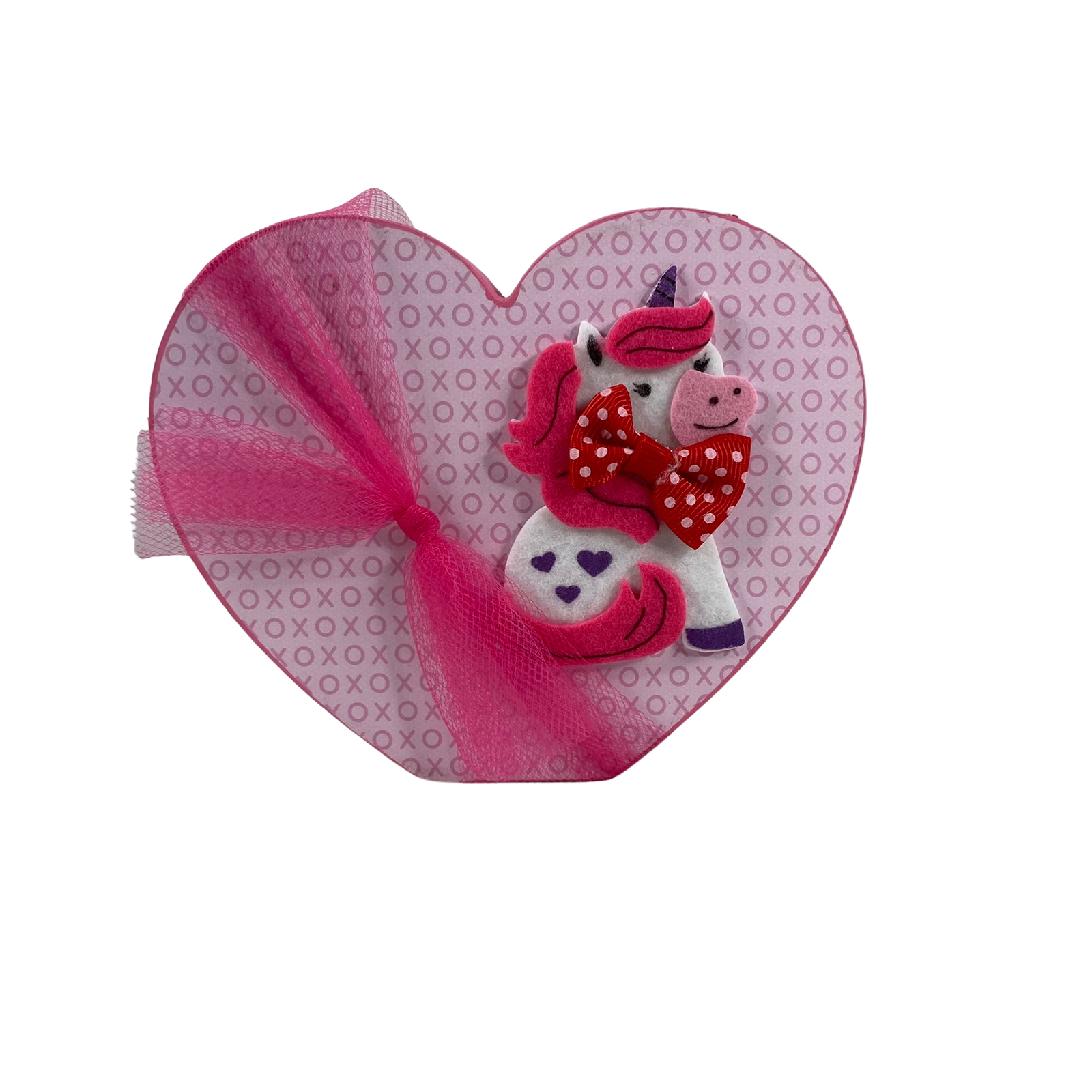 AGD Valentines Decor - Felt Unicorn Double-Sided Chunky Heart Sitter