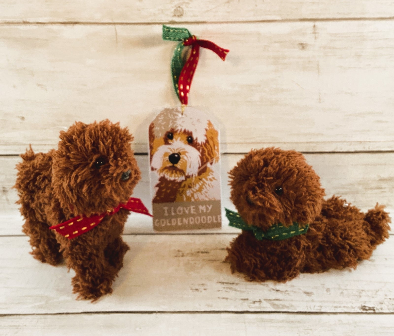 Christmas Decor - Golden Doodle Brown Dog Ornaments