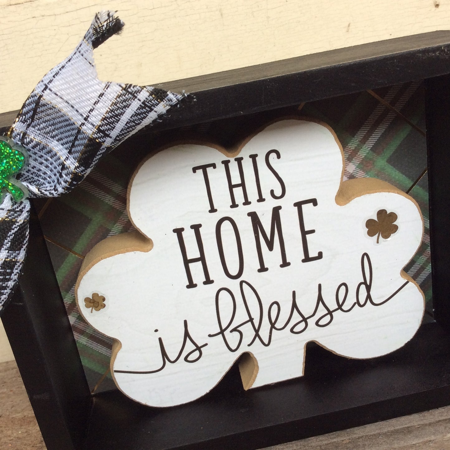 AGD St Patrick's Decor - This Home Is Blessed Chunky Shamrock Sign