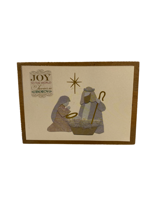AGD Christmas Decor - Farmhouse Joy To The World Nativity Block Sign