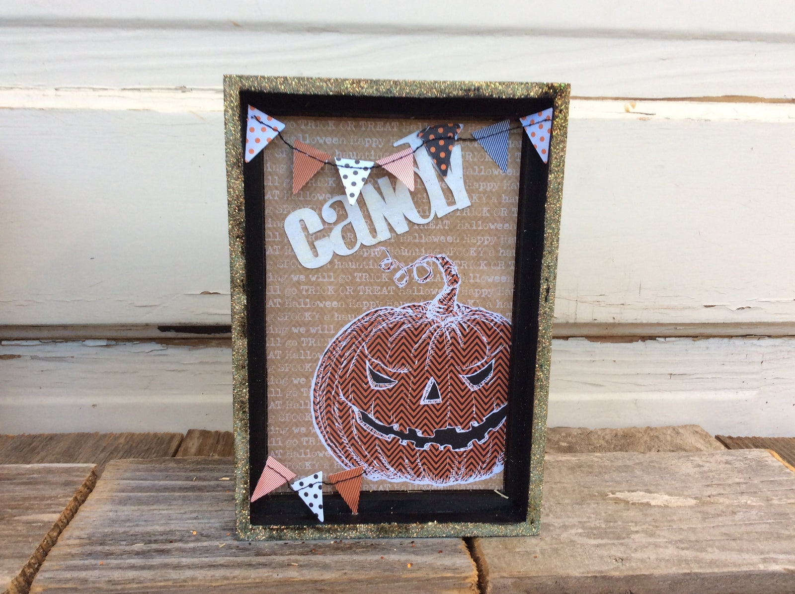 AG Designs Halloween Decor - Jack o Lantern CANDY - Shadow Box