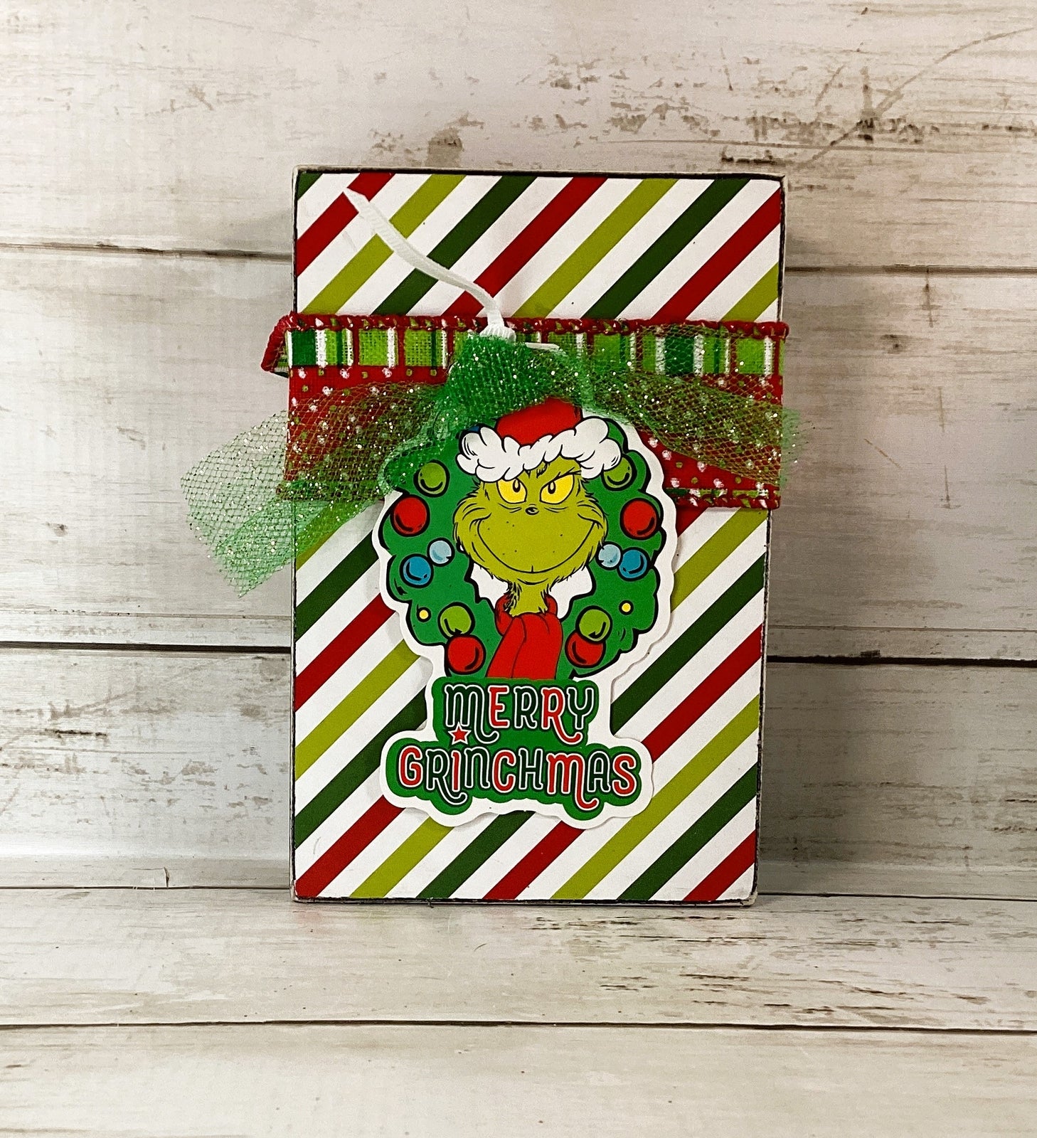 AGD Christmas Decor - Whimsy Green Monster Wood Gift Box Signs 2pc
