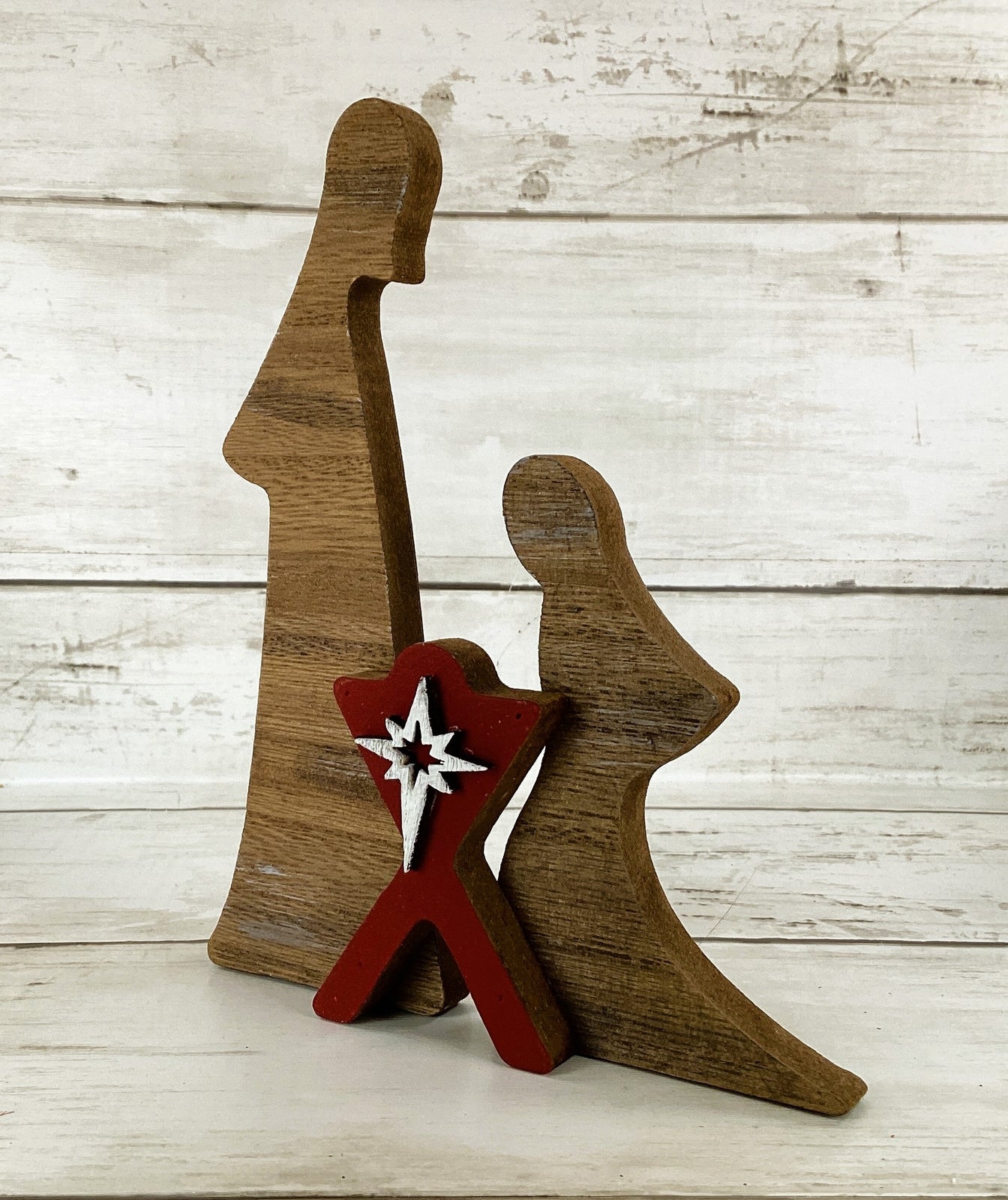 AGD Christmas Decor - Nativity Holy Family Manger Farmhouse Set 3pc