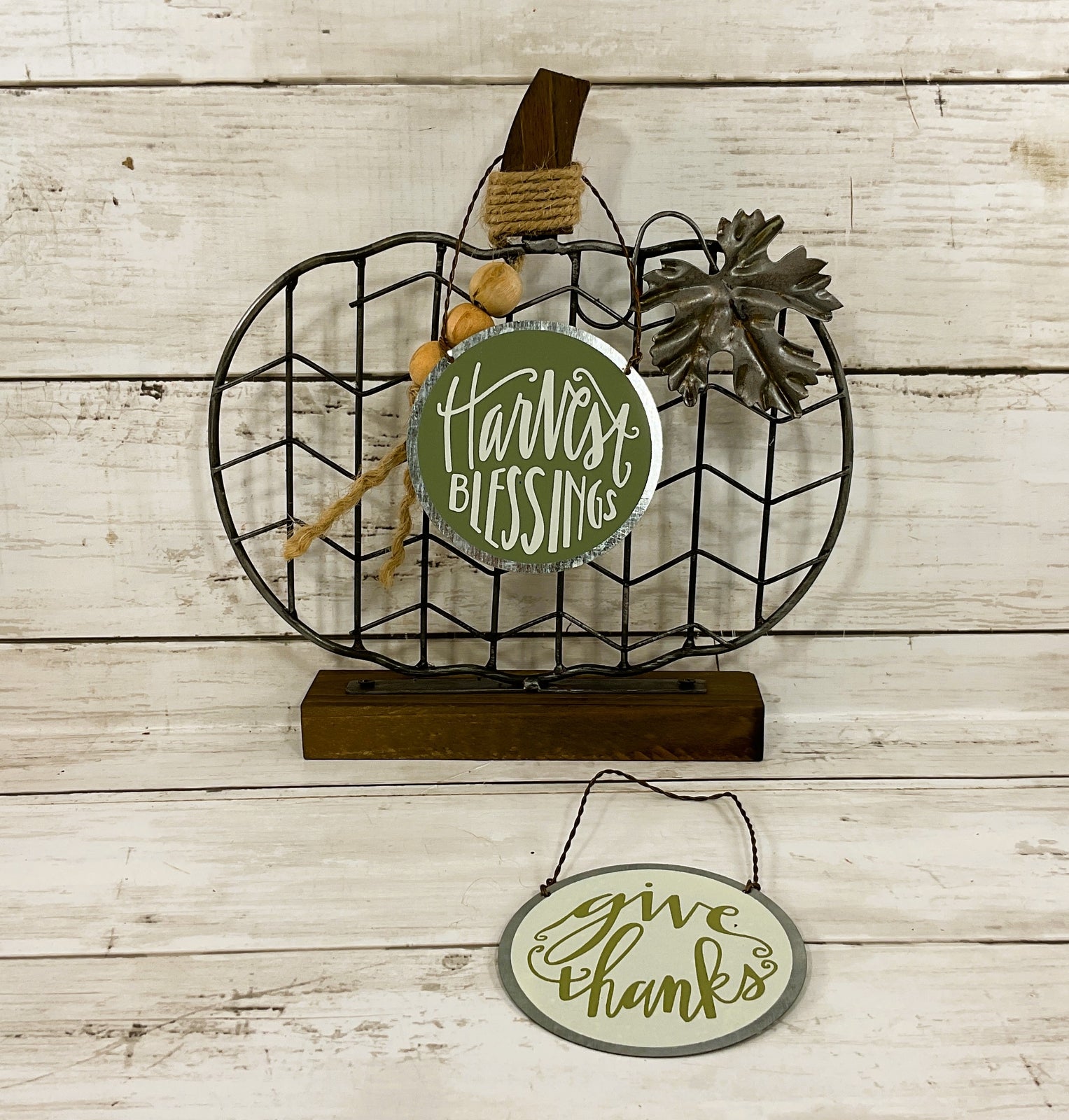 PBK Fall Decor - Metal Wire Pumpkin with Beads