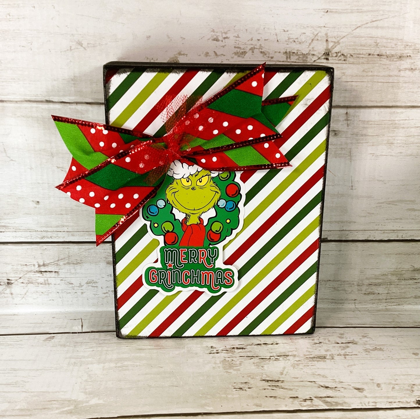 AGD Christmas Decor - Whimsy Green Monster Wood Gift Box Signs 2pc