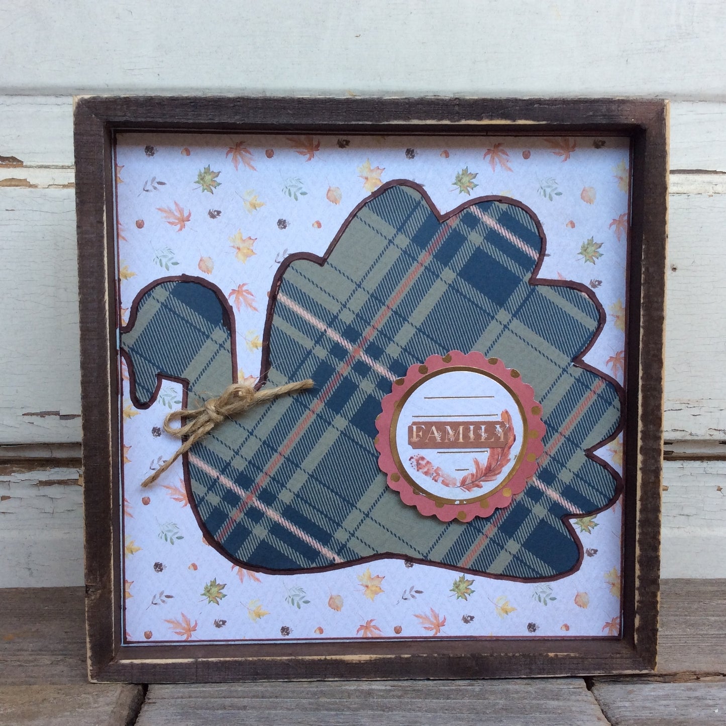 AGD Fall Decor -  Prim Family Plaid Turkey Inset Sign