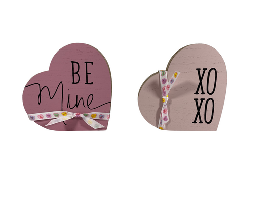 AGD Valentines Decor - Chunky Heart Be Mine XOXO 2pc Set