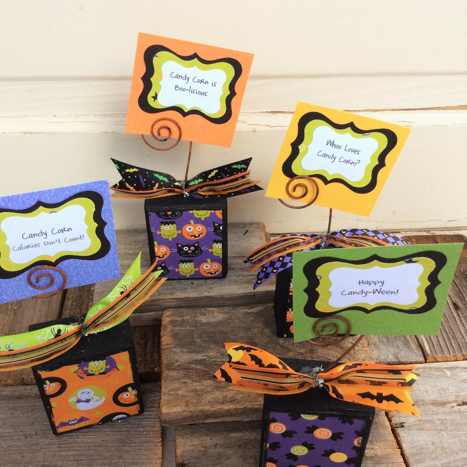 AG Designs Halloween Decor - Fun Candy Corn Sayings 4pc Set #8417