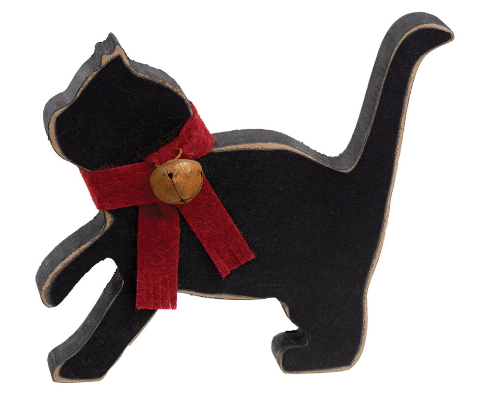 CWI Playful Black Cat Silhouette Red Scarf Bell Chunky Sitter