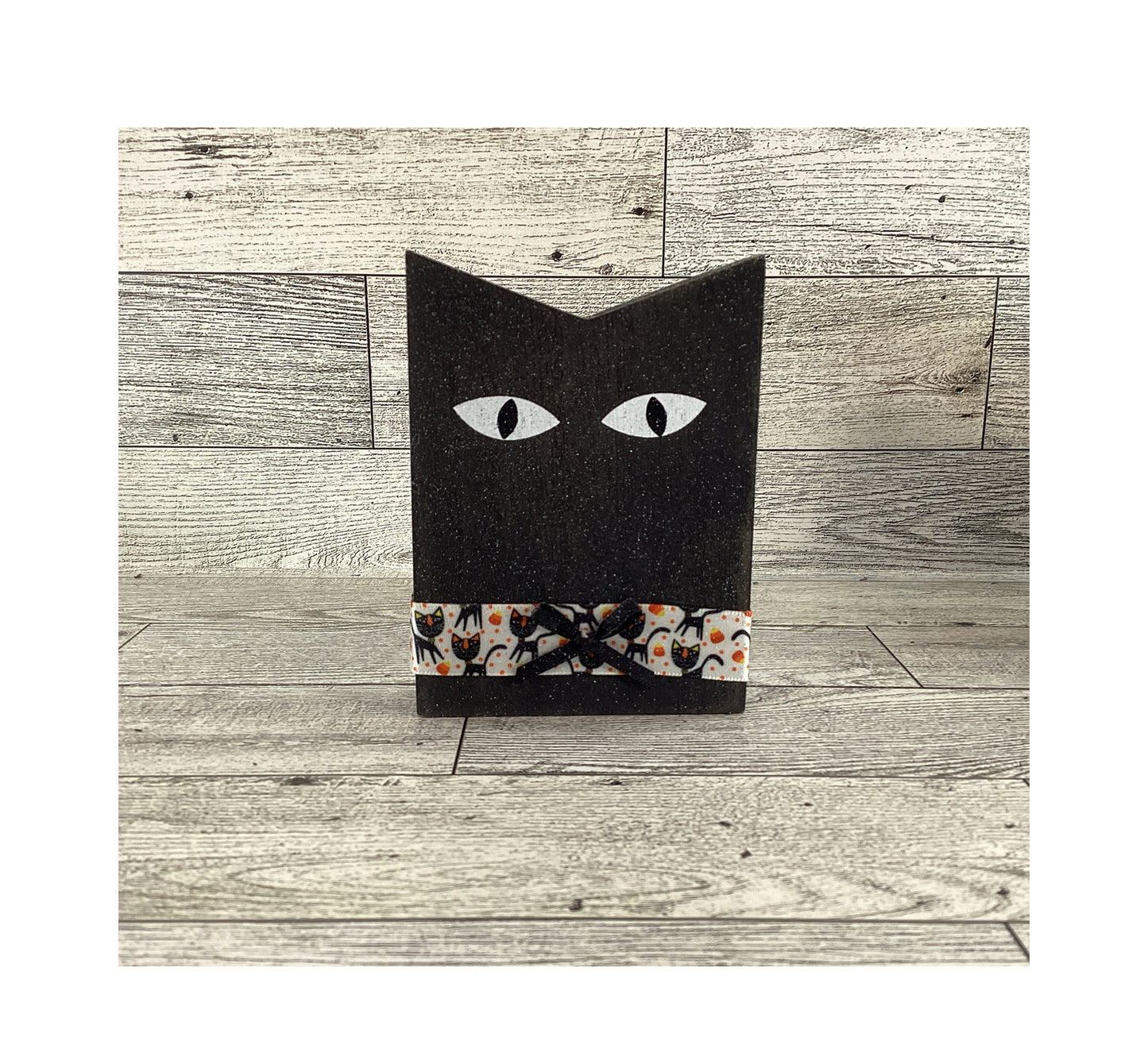 AGD Halloween Decor - Happy Cat O Ween Chunky Wood Cats 4pc Set