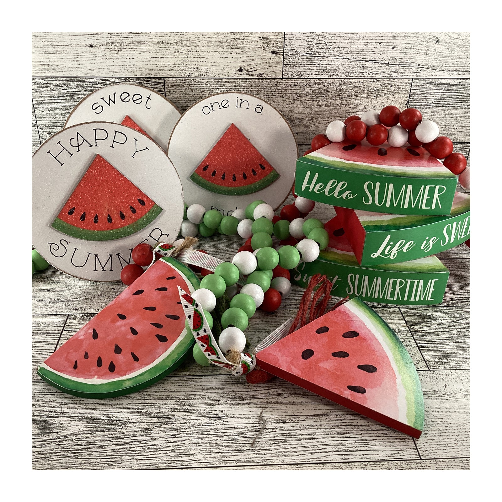 AGD Summer Decor - Watermelon Theme Tier Tray Decor 8pc Set