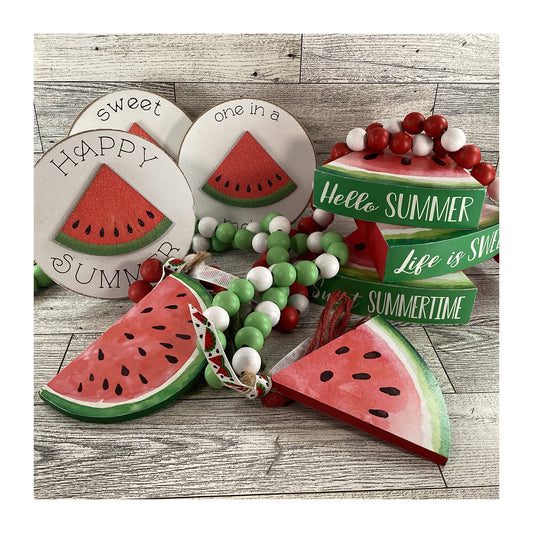 AGD Summer Decor - Watermelon Theme Tier Tray Decor 8pc Set