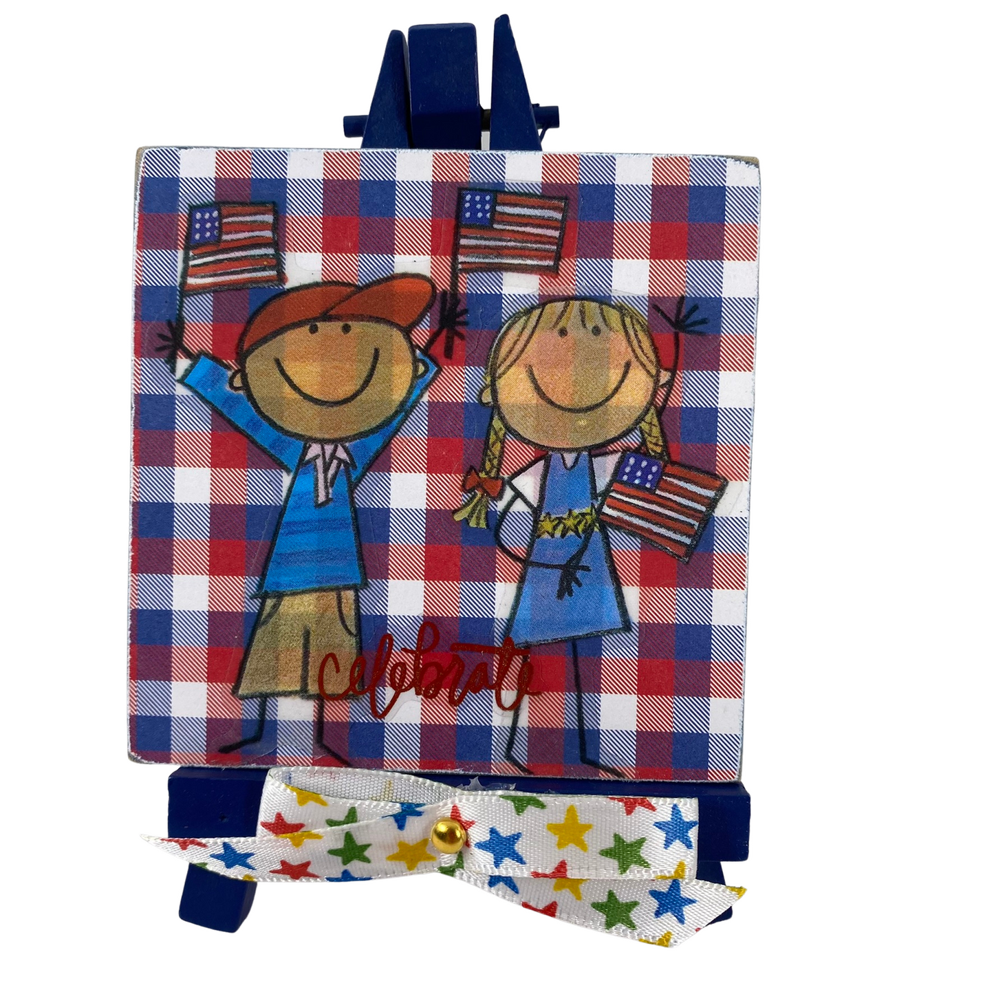 AGD Patriotic Decor - God Bless America Mini Easel Sign