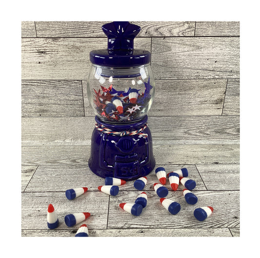 AGD Patriotic Decor - Small Ceramic Blue Gumball Jar Resin Fake Candy Corn