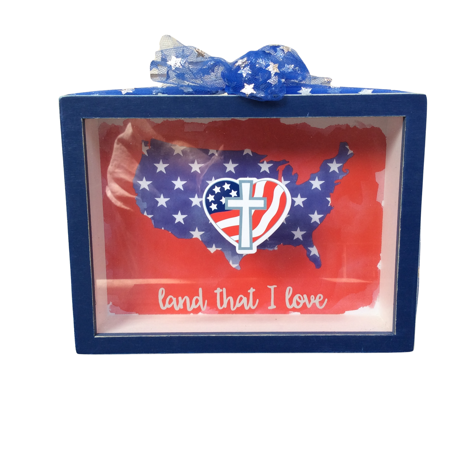 AGD Patriotic Decor - Land That I Love Cross Shadow Box