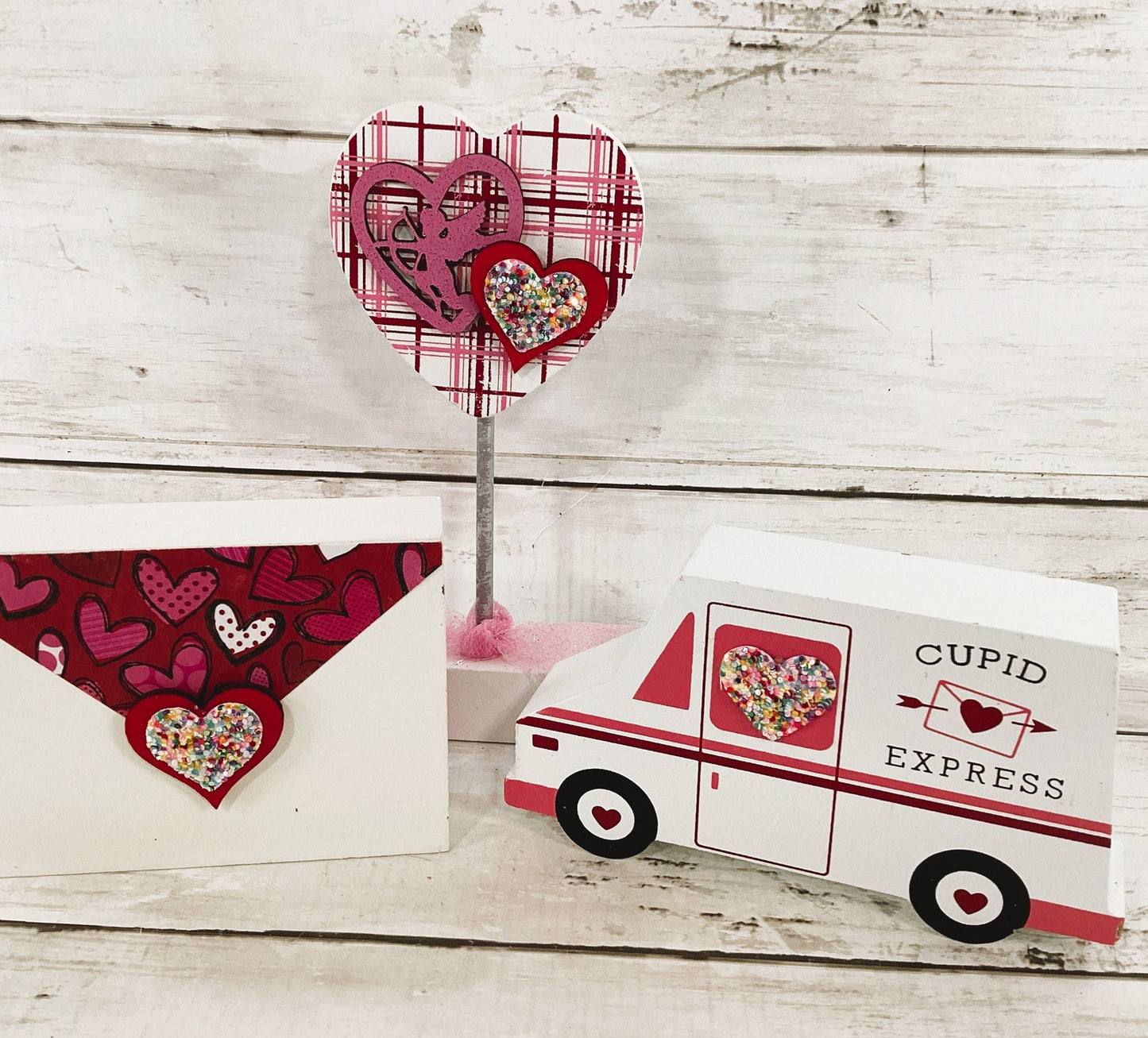 AGD Valentines Decor - Cupid Express Letter Mail Truck Tier Tray 3pc