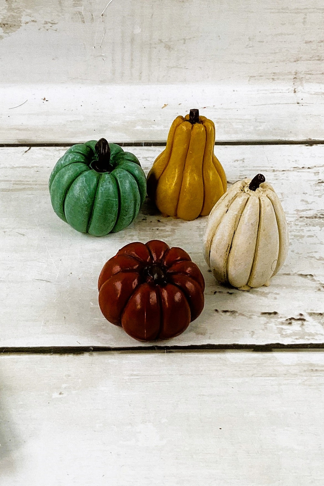 Ashlands Fall Decor - Resin Fairy Garden Pumpkins Gourds 4pc Set