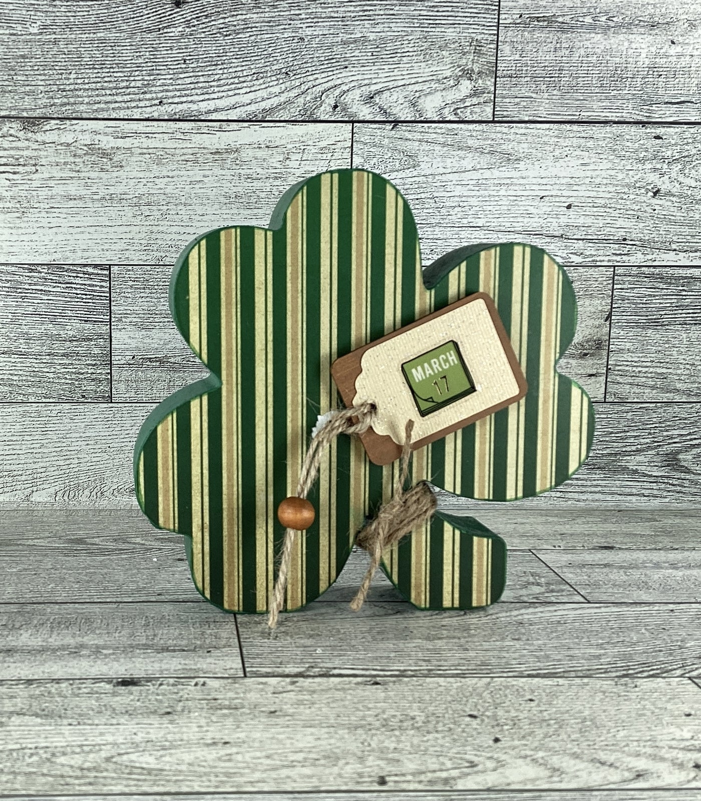 AGD Saint Patrick Decor - Chunky Wood Shamrock Sitter 3pc Set