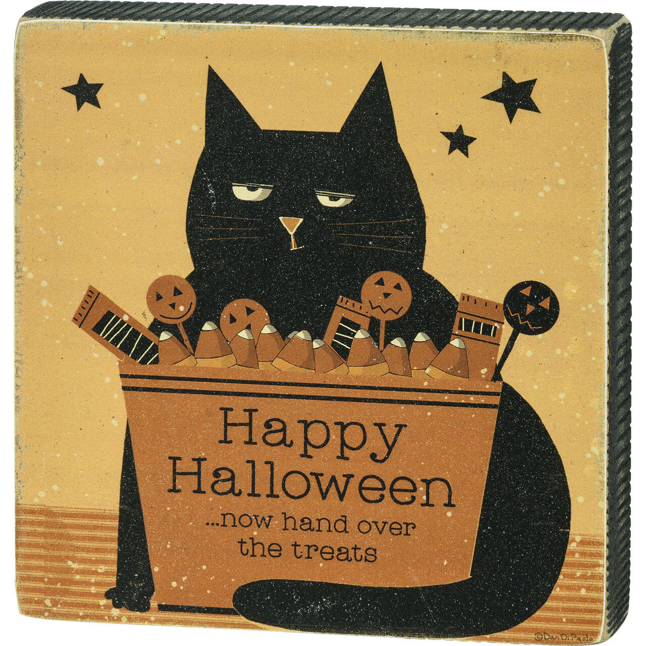 PBK Pet Decor - Happy Halloween Candy Cat Block Sign