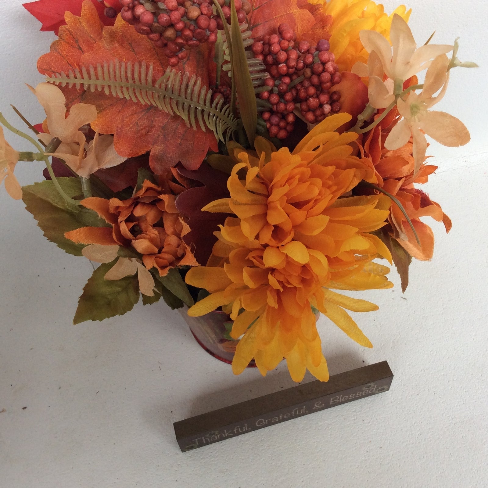 AGD Fall Decor - Owl Tin Filled Artificial Floral Display