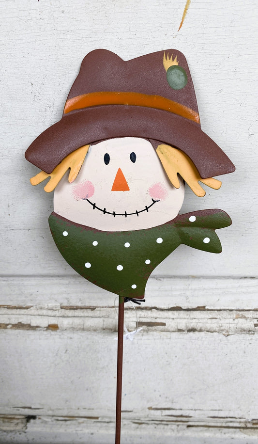 HL Fall Decor - Harvest Scarecrow Metal Plant Pick