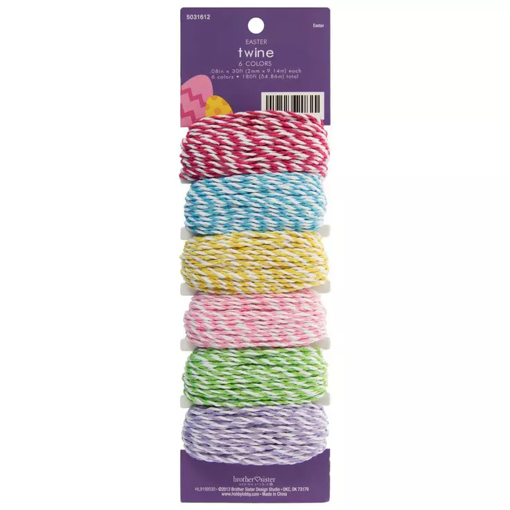 HL Easter Craft Supply - Multi Color Twine 6 Colors 30ft