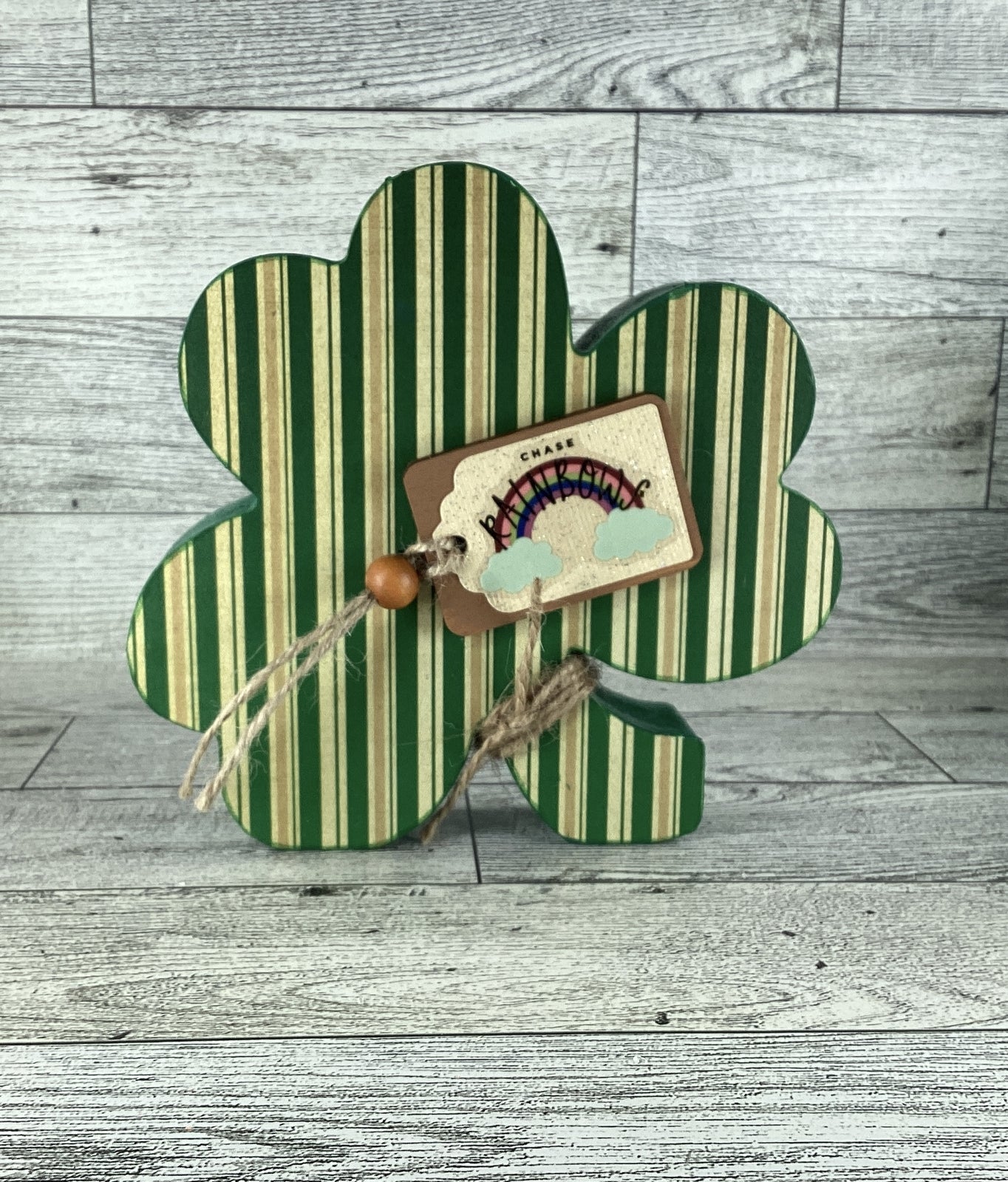 AGD Saint Patrick Decor - Chunky Wood Shamrock Sitter 3pc Set