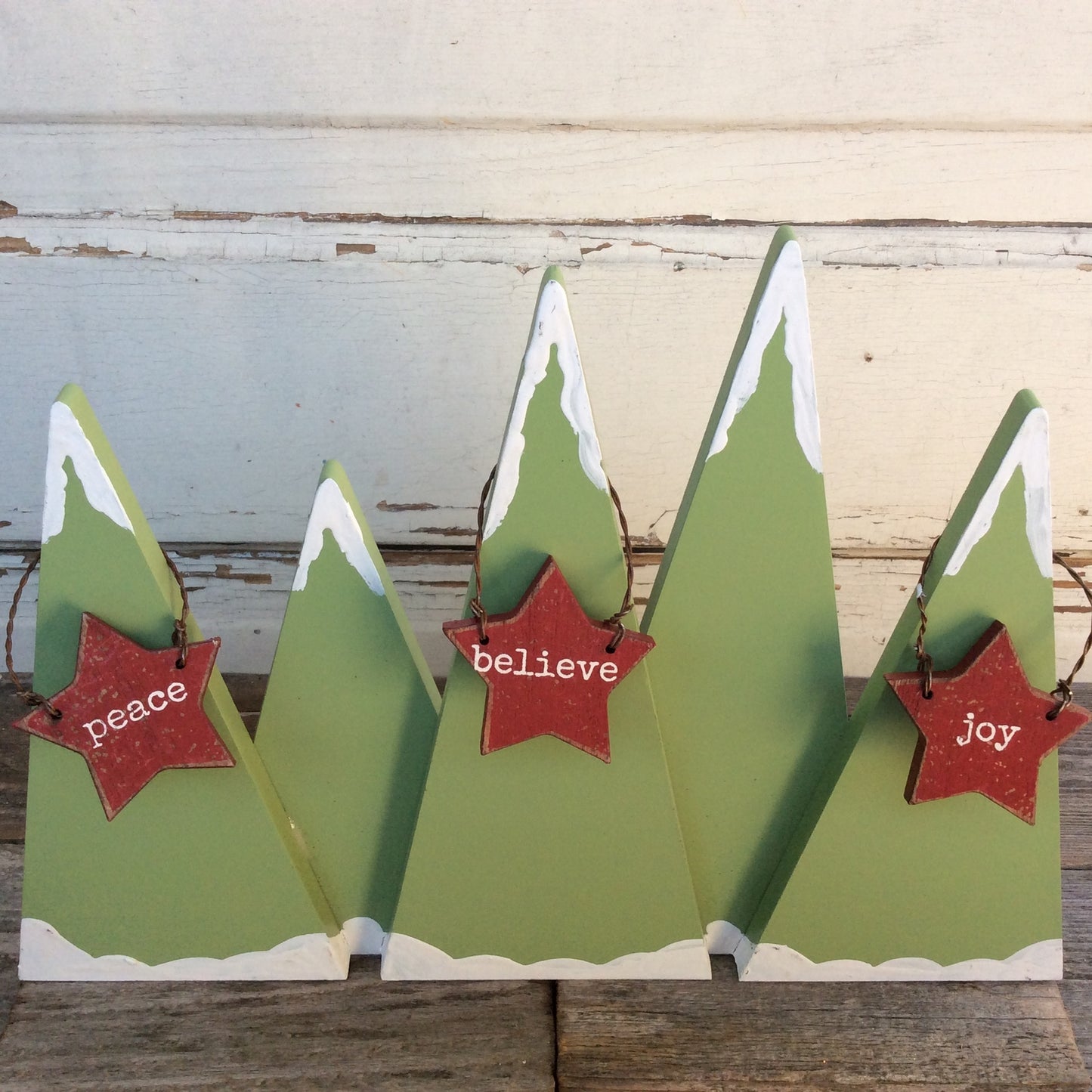 AGD Christmas Decor - Mountain Star Joy Peace Believe Display