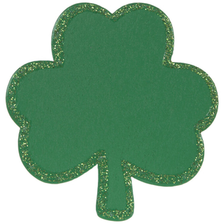 HL St Patrick's Day Decor - Green Wood Clover with Glitter 6pc Set