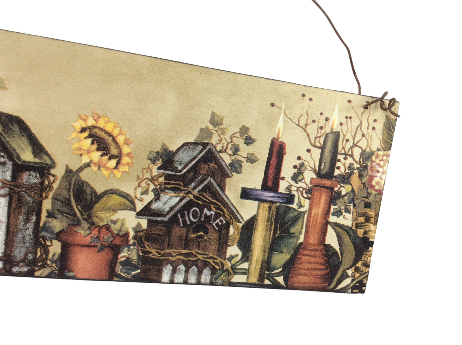 AGD Fall Decor - Prim Sunflower Peace Joy Love Birdhouse Plaque